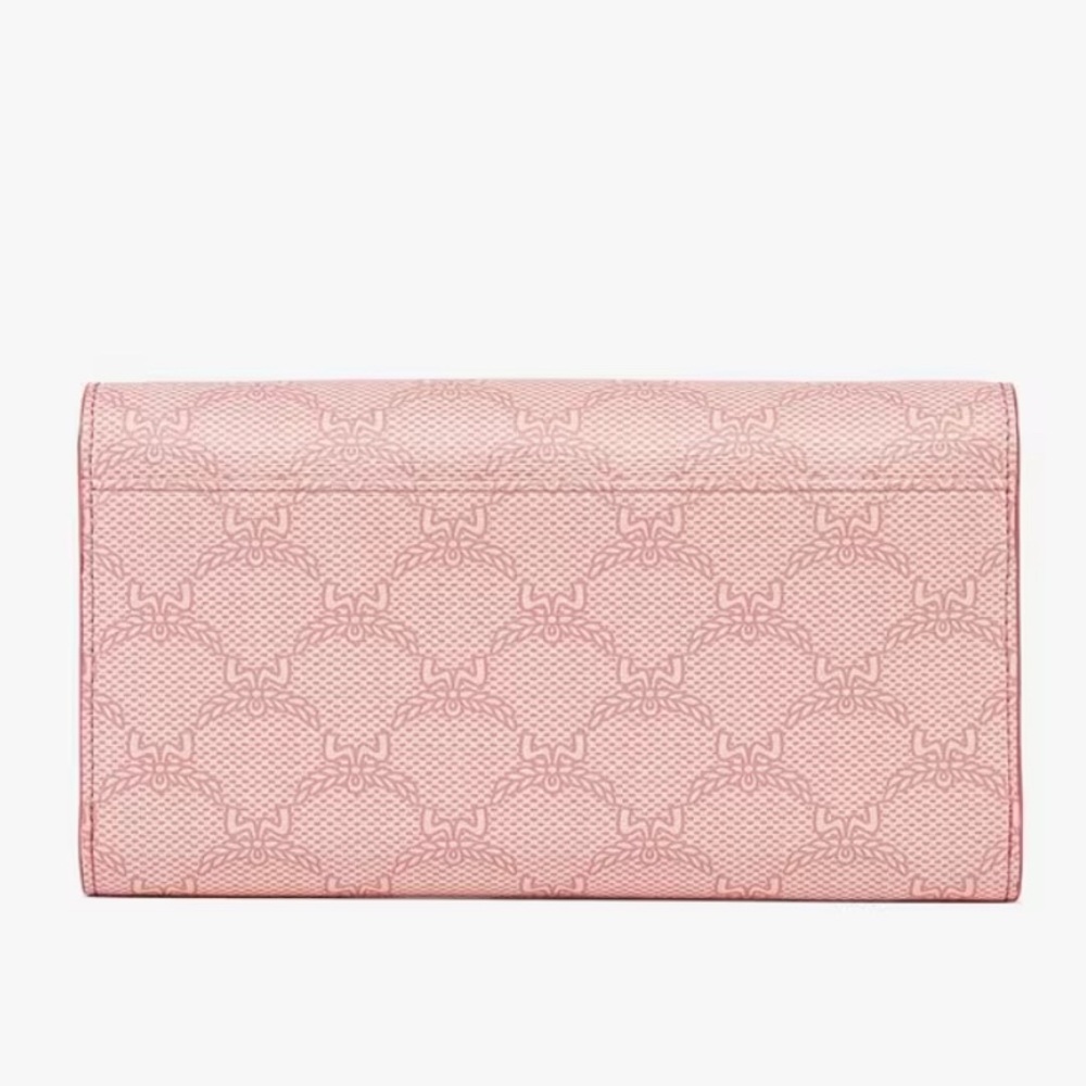 MCM Lauretos Monogram Himmel Crossbody Clutch Wallet Silver Pink Full Inc NWT - Picture 3 of 5